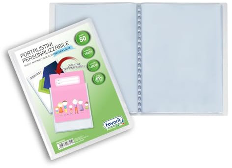 Favorit Portalistino Personalizzabile 50 Buste Lisce, 15 x 21 cm, Trasparente