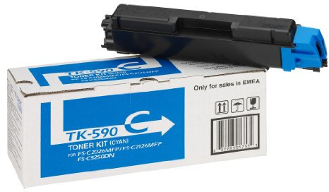 Kyocera TK-590 C Toner für Laserdrucker (5000 Seiten, Laser, 5 – 35 °C, 8 – 80%, 12,6 cm)
