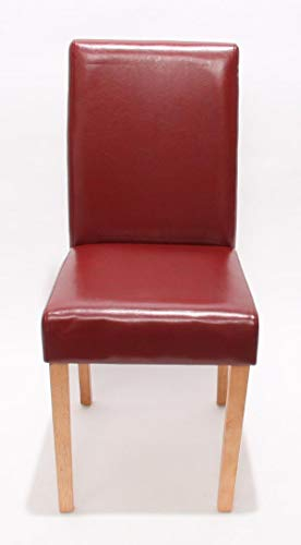 Mendler 4er-Set Esszimmerstuhl Stuhl Küchenstuhl Littau - Leder, rot helle Beine
