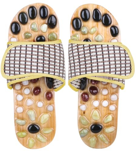 Pantuflas de masaje de acupresión con piedra de tierra, regalos de bienestar, sandalias de reflexología terapéutica para fascitis plantar, masaje de acupuntura de pie, alivio del dolor de arco Shiatsu