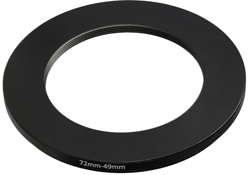 vhbw Step-Down-Ring Adapter von 72 mm auf 49 mm für Kamera Objektiv - Filteradapter, Metall, Schwarz