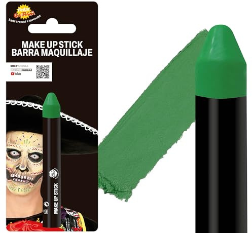 FIESTAS GUIRCA GUI15222 - Blister Pack: Make-up Stick, 14x90. dunkelgrün