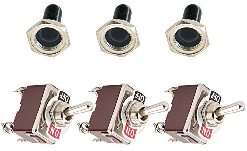 Mintice 3 X KFZ Auto 20A 125V 15A 250V Kippschalter Schalter Wippschalter DPST 4-Polig EIN/AUS Metall Mit wasserdicht Schutzkappe