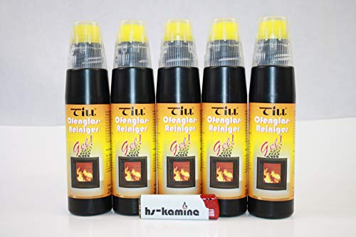 ** Set** Till Kaminglas Reiniger 5 Flaschen a. 200ml Gel mit Bürste