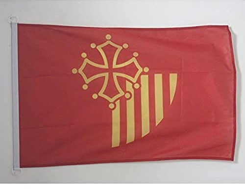 AZ FLAG Bootsflagge Languedoc-Roussillon 90x60 cm Kunststoffringe | Für außen und Boote Okzitanien Bootsflagge wetterfest mit doppelten Nähten und verstärkten Kanten Mesh-Polyester