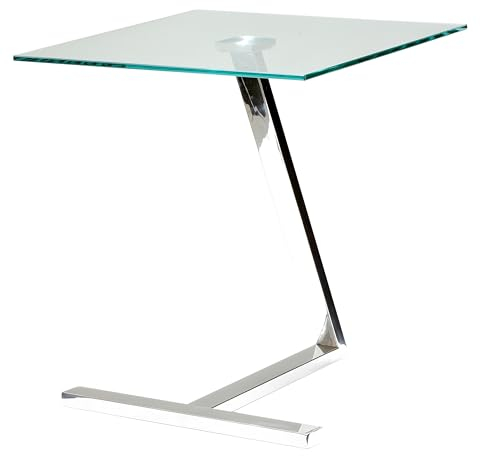 Cortesi Home Zee Beistelltisch, quadratisch, Glas, 18 x 18 x 20 cm, Chrom