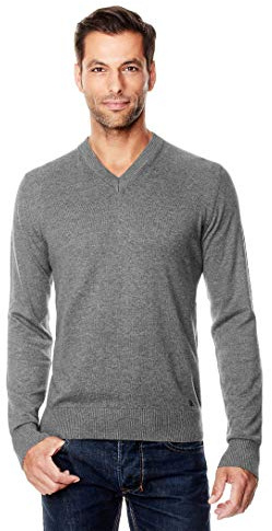 Vincenzo Boretti Jersey de Invierno para Hombre, de Tejido de Punto clásico con Cuello de Pico, Ajuste Entallado