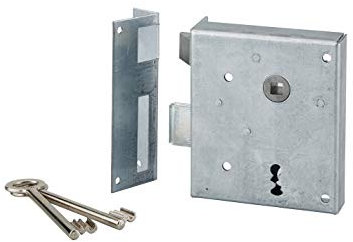 THIRARD - Serrure Applique Alsace à Clé à Fouillot pour Porte Intérieure - Gauche Poussante - Carré 8 mm - Axe 60 mm - 110 x 70 mm - Jaune/Doré - 2 Clés Incluses - Sécurité Renforcée