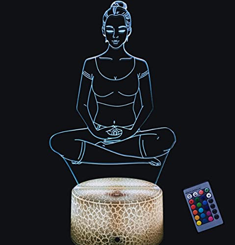YTDZLTD Kreative 3D Yoga Nacht Licht 16 Farben Andern Sich Fernbedienung USB-Strom Touch Schalter Dekor Lampe Optische Täuschung Lampe LED Lampe Tisch Kind Geburtstag Weihnachten Geschenke