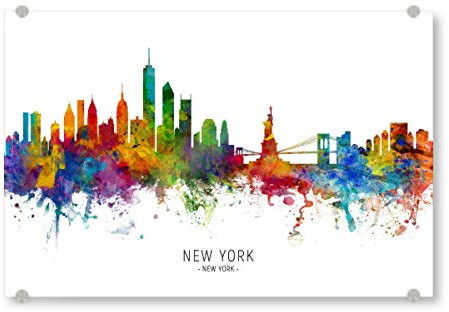 artboxONE Acrylglasbild 90x60 cm Städte/New York New York Skyline txt - Bild new york new york Painting