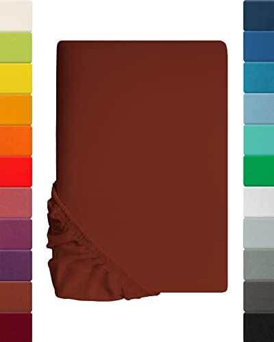 Lavea Spannbettlaken 200x220cm - aus atmungsaktiver Baumwolle - Passgenau für Boxspringmatratzen bis 40cm - Kastanie Bettlaken mit Gummizug - Jersey Spannbetttuch 200x220cm