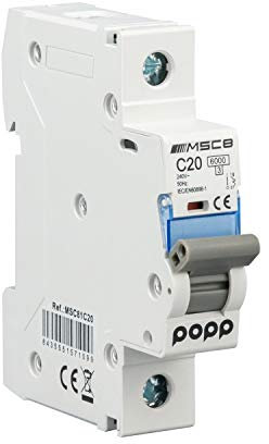 POPP® Interruptor Automático Magnetotérmico industrial CURVA C 1P 2P 3P + 6A 10A 16A 20A 25A 32A 40A 50A 63A … (1P, 20A)