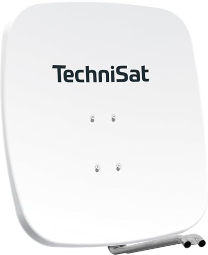 TechniSat SATMAN 65 Plus - Satellitenschüssel, 65 cm Sat Anlage, Weiß | Antenne mit Mast- und AZ/EL-Halterung passend für UNYSAT-Universal LNB