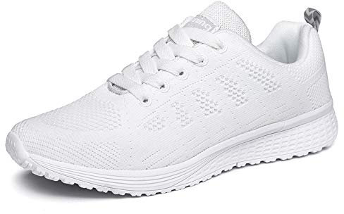 Baskets Running Homme Femme Sneakers Tennis Chaussure de Sport Mode Respirantes Multisport Outdoor Training (Blanc-LHA081, Numeric_44)