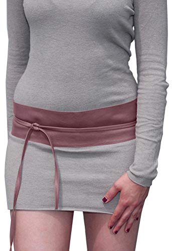 Best Emilie Damen Wickelgürtel in Lederoptik - vielen Farben - Hüftgürtel Taillengürtel Damen Gürtel - Einheitsgröße - Antikrosa