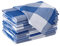 Encasa XO Baumwoll-Servietten Set mit 12 Stück | Büffelblaue Karos | Größe 43x43 cm | Tischservietten | Maschinenwaschbar & Wiederverwendbar