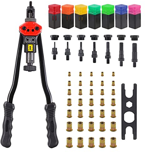 Pince a Rivet, Qfun Pince à Insert Fileté 70 Ecrou a Sertir M3 M4 M5 M6 M8 M10 M12 10 Pièces Chacun