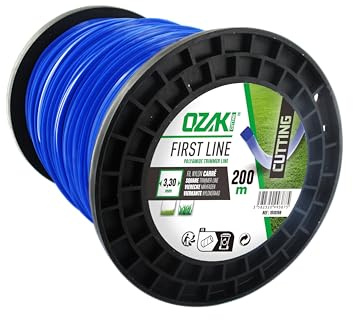 OZAKI - Bobine Fil Nylon Carré - Longueur 200m - Ø 3,30mm - Matières Vierges - Haute Durabilité - Excellente Tenue À L'Œillet