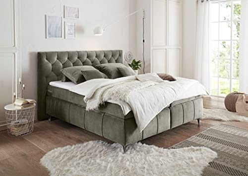 Froschkönig24 Pembroke Boxspringbett 180x200cm Grau, Ausführung:Variante 1