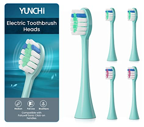 Zahnbürstenköpfe für YUNCHI Y7, elektrische Zahnbürstenköpfe, kompatibel mit YUNCHI Y7 Sonic Elektrische Zahnbürste für Erwachsene und Kinder, Blau, 5 Stück