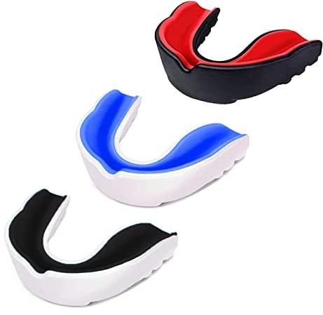 Protector bucal para niños jóvenes y jóvenes, protectores bucales para fútbol boquilla, paquete de 3 dientes para MMA Boxeo, Rugby, Kickboxing, Taekwondo, Softbol, Lacrosse a Braces EVA doble color