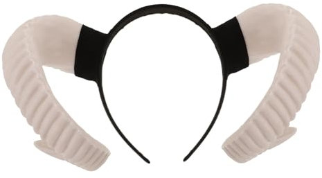 Toyvian Sheep Horn Headband Devil Horns Cosplay Demon Costume Accessory Party Horns Headpiece for Women Men Adult Halloween Cosplay Party Headband, White