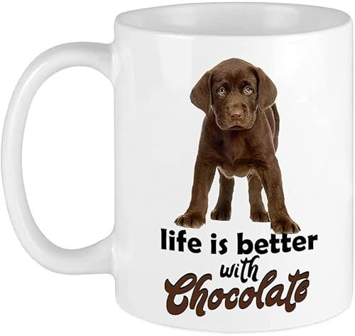 Generic Lustige Kaffeetasse, Life is Better with Chocolate Lab Labrador Aquarell Tasse Hundeliebhaber Kaffeetasse Einzigartiges Geburtstagsgeschenk für Mama Vater Freund Freundin