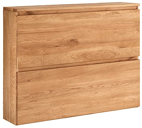 Lomadox Schuhschrank Eiche massiv geölt mit 2 Klappen, hängend, B/H/T: ca. 110/84/24 cm