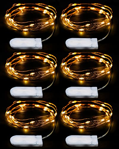 EMOS Micro LED Lichterkette Kupferdraht 2m, 20 LEDs | LED Deko für Party, Hochzeit, Weihnachten etc. | Lichterkette Batterie CR2032 | Lichterdraht für innen, Farbe warmweiß, Set mit 6 Stück