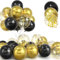 30Pcs Schwarz und Gold Luftballon Set, 12 Zoll Metallic Chrom Goldene Konfetti Ballons und Schwarz Latex Luftballons mit Band für Geburtstag Hochzeit Kinder Baby Shower Party Dekorationen
