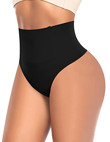 YARRCO Tummy Control Thong Shapewear for Women High Waist Control Knickers Tummy Tucking Thong Knickers Slimming Pants Shaping Underwear Seamless Butt Lifter Panties