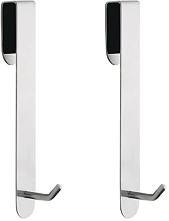 UFURMATE Duschtürhaken, 2 Stück rahmenlose Glas-Duschtür-Kleiderbügel, Edelstahl, verlängerte Duschtür-Haken über Glastür, Einzelhaken für Badezimmerhandtücher (Silber)