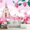 GIVLWF Papier Peint de 3D Rose Rose Dessin Animé, Impression De Fleurs De Château De Princesse Panoramique Déco Mural - pour Salon Chambre D'Enfant Décoration Murale 150 x 105 cm