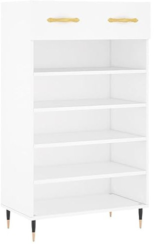 vidaXL Schuhschrank, Schuhregal mit 5 Ebenen Schublade, Schuhkommode für Flur Eingangsbereich, Platzsparend Schuhständer, Weiß Holzwerkstoff