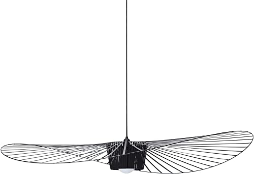 Msyyuu Suspension RéTro Vertigo Salon Lustre, Fibre De Verre + PolyuréThane De Chapeau Design Moderne Salon Cuisine Salle De Bain ÉClairage DéCoratif, E27 (Noir, 100cm)