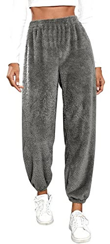 LKRSEEF Hiver Pantalon Pyjama Femme Ample Molleton Élastique Pantalon Polaire Confortable Flanelle Chaud Bas De Pyjama Polaire Pilou Pilou Noel Intérieur Fille Vêtements De Nuit Surdimensionné O90