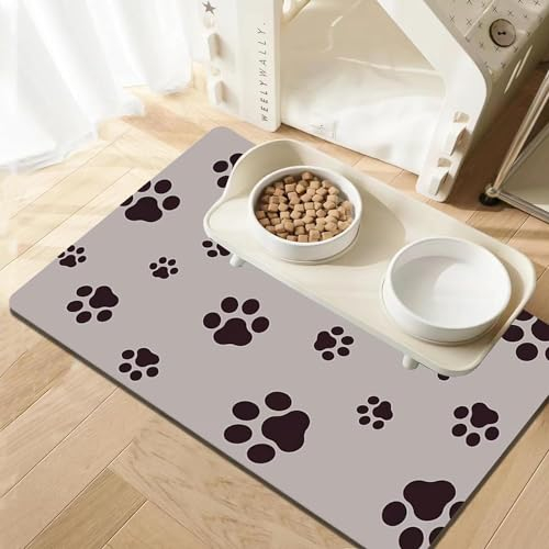 Pet Feeding Mat-Absorbent Dog Placemats for Food and Water, No Stains Quick Dry Dog Food Mat with Waterproof Rubber Backing Cat Bowl Mat for Floors (Brown - 45x75 cm)