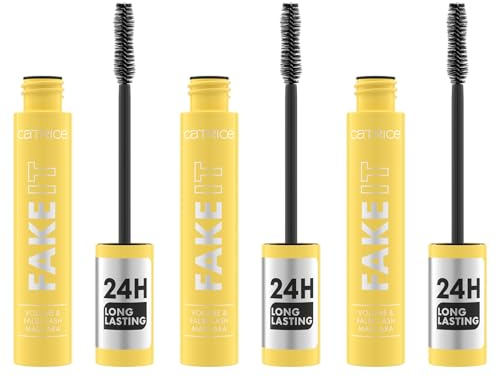 Catrice FAKE IT Volume & False Lash Mascara, Nr. 010, Schwarz, schwunggebend, Falsche Wimpern-Effekt, vegan, ohne Mikroplastikpartikel, Nanopartikel frei, ohne Parfüm, 3er Pack (3x11ml)