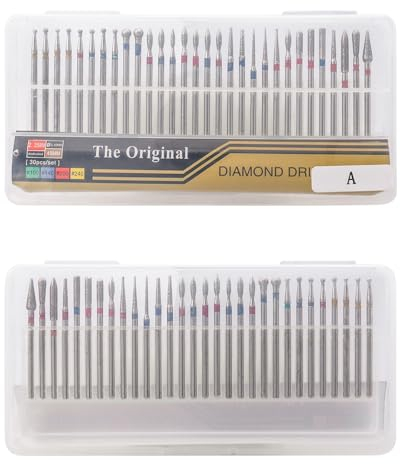 Treki 30 Stück Feine Kugel Nagelfräser Aufsätze Set Nagelhaut Bit für Fräser, Spitze Nagelbohrer Bits aus Hartmetall, Diamant Bits für Nagelfräser Nagel Bits für Gelnägel Acrylnägel
