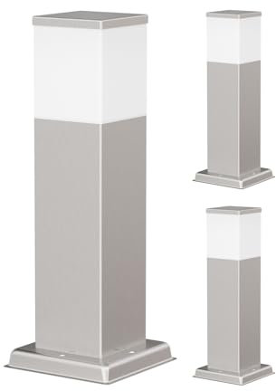 ledscom.de 3 Stück Wegelicht/Pollerleuchte POLLY für außen, IP44, 35 cm, edelstahl, 1x G9 max. 10W