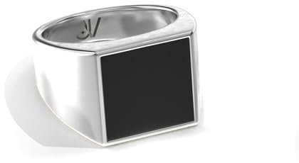 JVillion Siegelring Silber Streetwear Onyx Ring Herren Edelstahl Schmuck, Größe 7-11, wasserfest & nicht-abfärbend (10)
