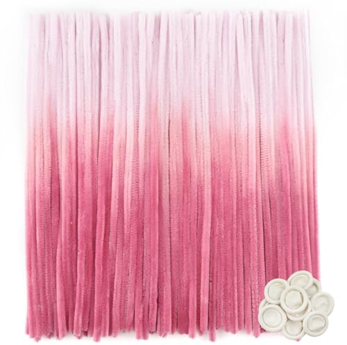 TOAOB 100 Stück Chenille Pfeifenreiniger Farbverlauf Rosa 30 cm Lang und 6 mm Breit für Bastelarbeiten und Dekoration Heimwerken
