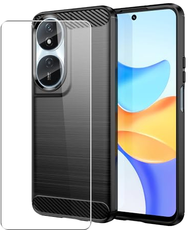 SDTEK Coque pour Honor 90 Smart Fibre De Carbone Etui avec + Verre Trempé Film 360 Degrés Protection Housse Case Cover
