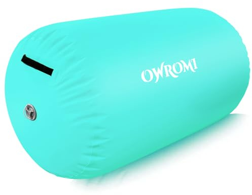 Inflatable Gymnastics Air Mat Tumble Track with Gymnastics Air Barrel - Inflatable Air Spot Tumbler Backbend Trainer Air Roller Tumbling Mat with Electric Pump (Green - No Pump, 31.5 * 39.4)