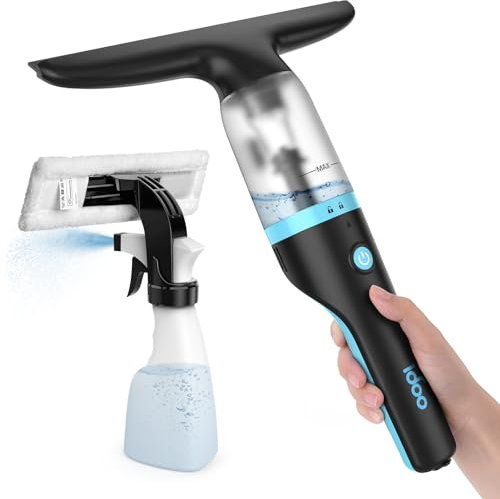 iDOO Window Vac Cleaner, Cordless, Window Vacuum Cleaner, Rechargeable, with Spray Bottle, IPX4, Streak-Free Cleaning, 40Mins Working Time, Suitable for Windows, Tiles, Mirrors, Showers, Car