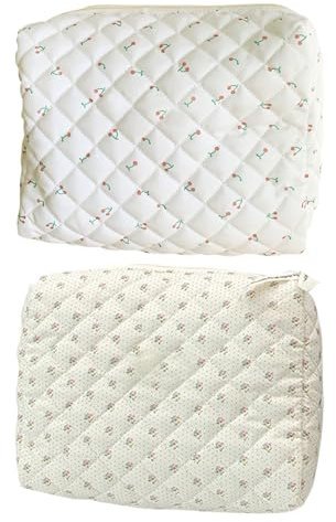 TYXHXTF 2 Pcs Trousse de Maquillage, Pochette de Rangement Maquillage, Motif Floral Grand Capacité Trousse de Toilette pour Voyage pour Femme Fille