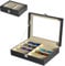 MAGIC SELECT Scatola per Occhiali. Espositore di Occhiali a 8 Scomparti con Coperchio in Vetro Trasparente, Chiusura con Chiave, Cassetto e Morbida Fodera Interna.