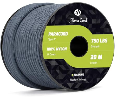 Abma Cord Paracord 750lb 4mm 30M 100% Nylon Seil 11 Kern Typ IV Schnur für Basteln, Camping, Survival, Outdoor - Max. 340kg - Navy Blau
