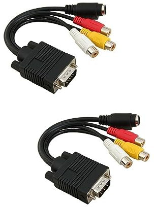CAXUSD 2pcs Vga Svga to S-video Adapter Cable Jack Connector Tv-out Functionality Pure