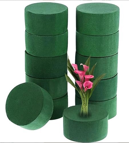 12pcs Floral Foam Round, 8cm Large Wet & Dry Flower Foam for Fresh & Artificial Flowers, Florist Foam for DIY Craft Wedding Aisle Flowers Party Decoration (Green)